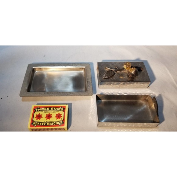 Gold and Silver Pomegranate Dervy Match Box Holder JPMB37 - Picture 6 of 10